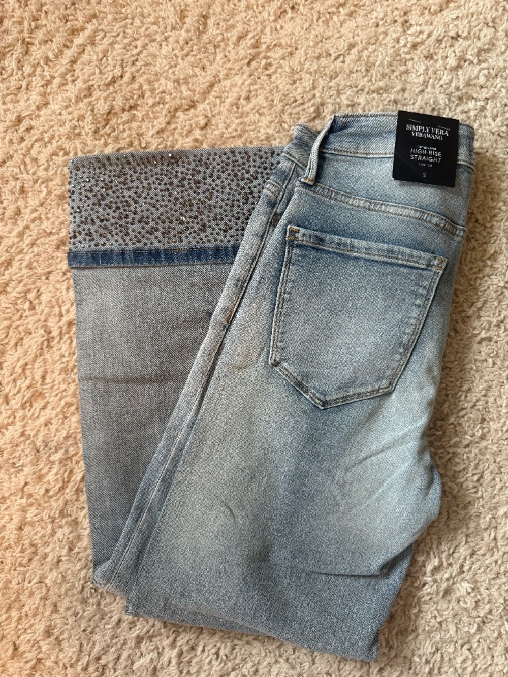 NWT Simply Vera Vera Wang Rhinestone Cuff Ankle Jeans Size 2 - Picture 7 of 7